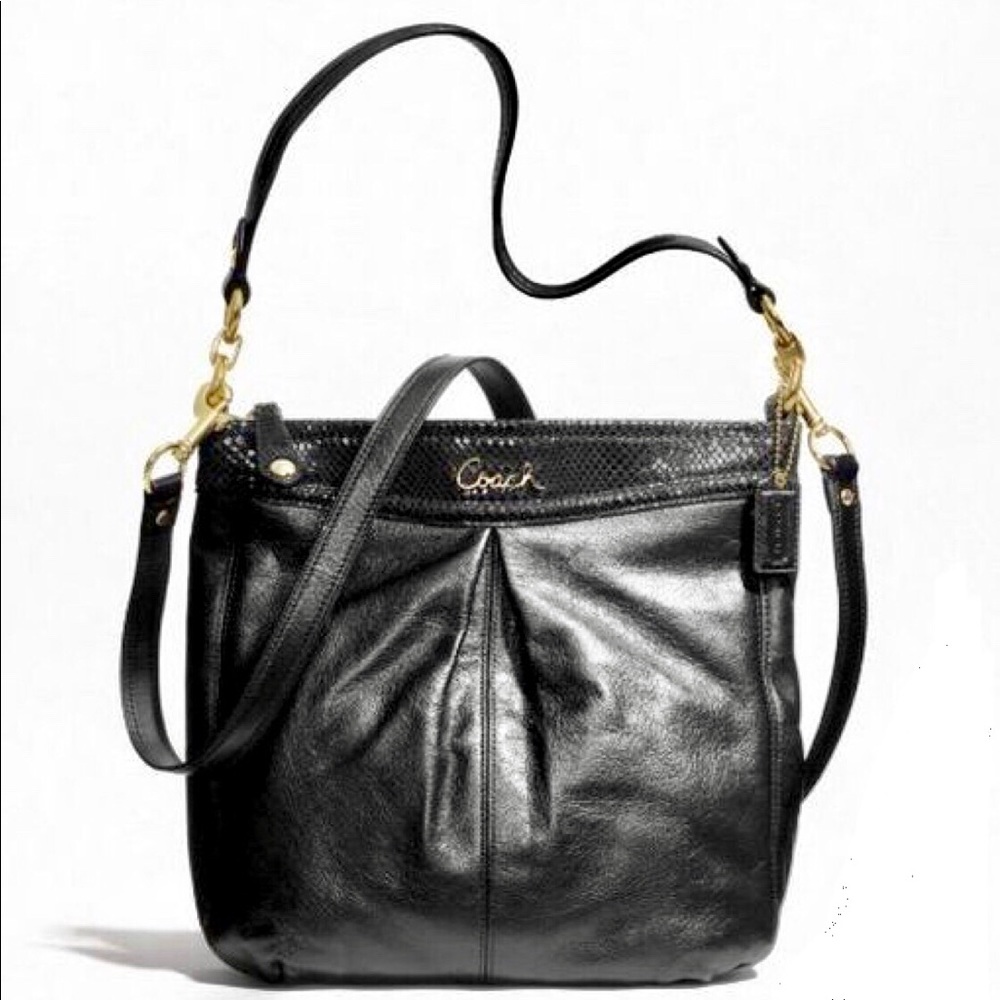 COACH Ashley Hippie Black Leather Crossbody Purse